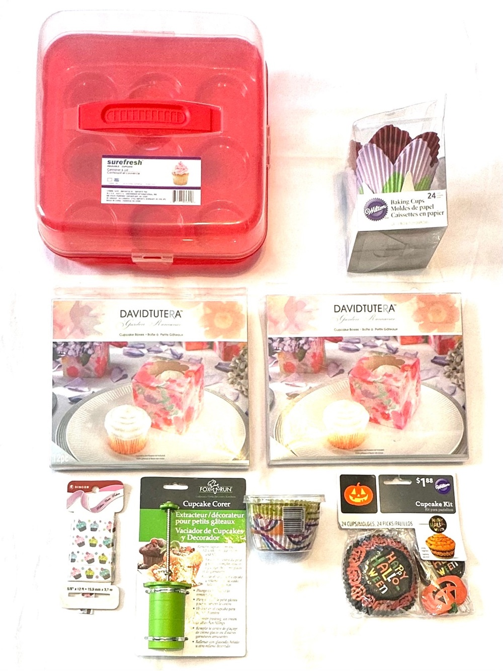 Cupcake Carrier Boxes Ribbon Baking Cups Assorted Supplies Bundle Lot 🧁